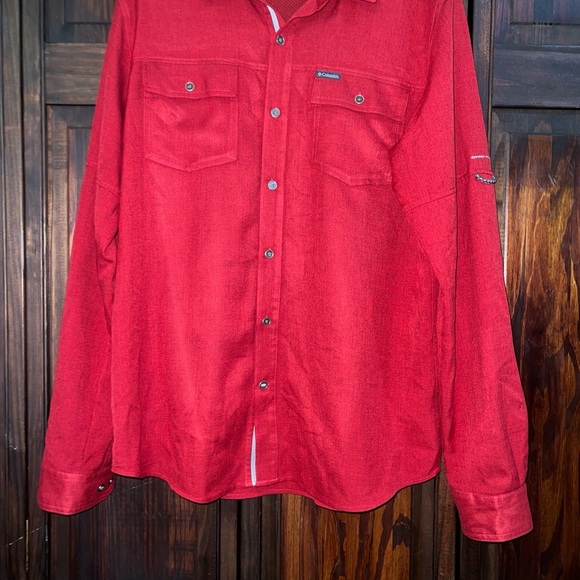 Columbia Red Casual Button Down Shirt large‎ Omni-shade - Picture 1 of 3